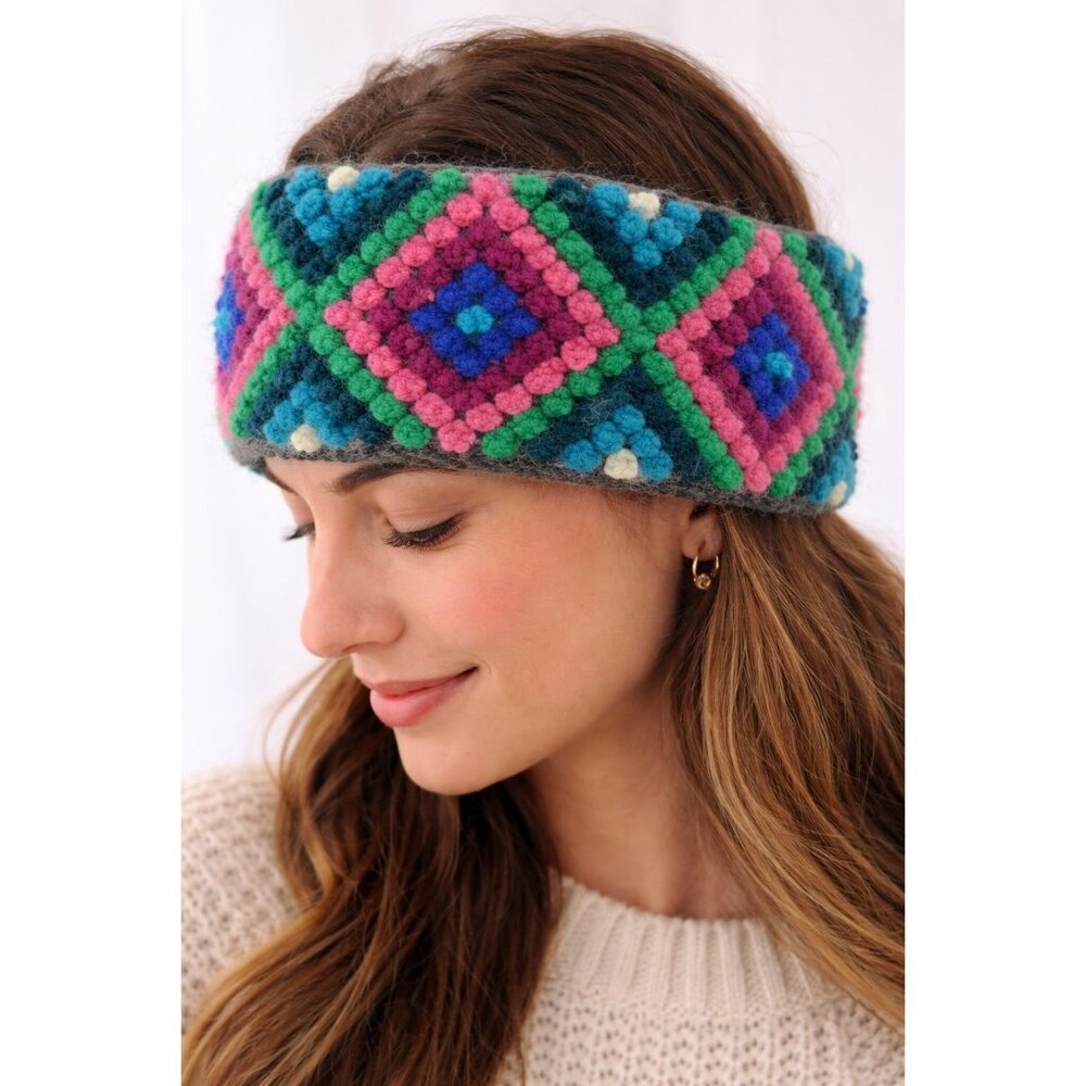 Andes Gifts Alpaca Knit Headband Multicolor Handcrafted Peru